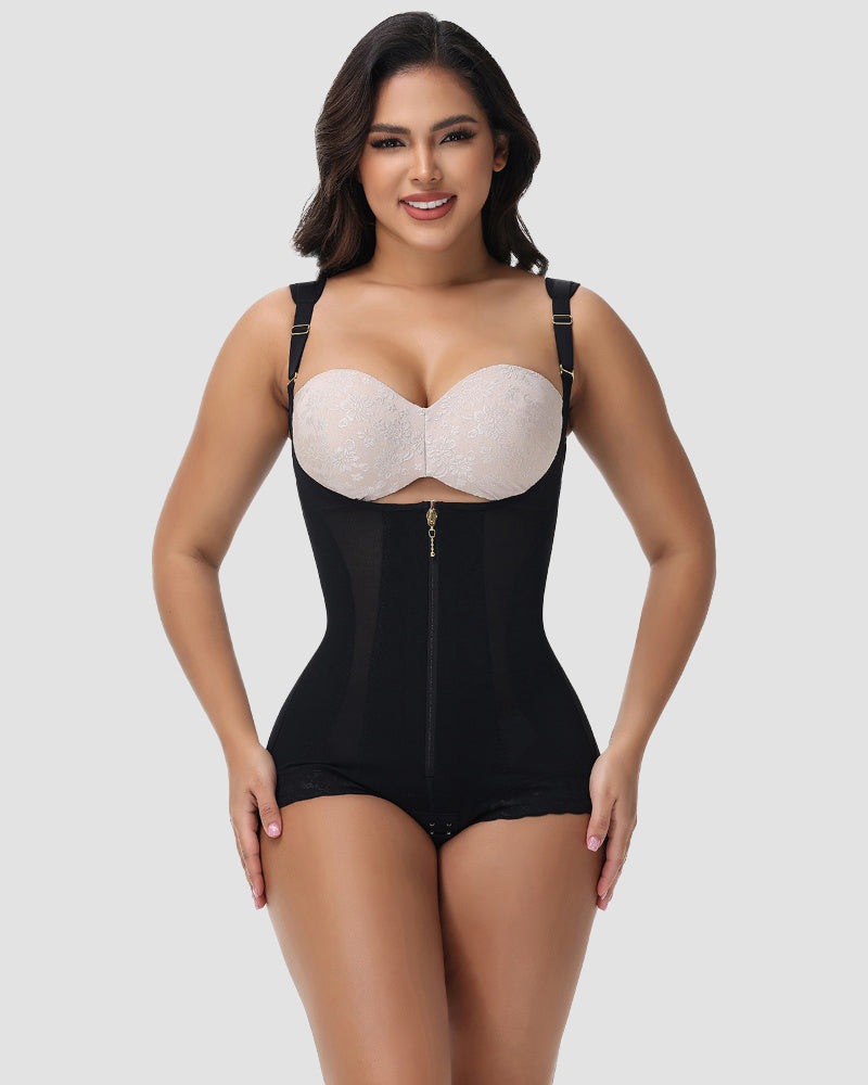 Shapshe® Seamless Mesh Splicing Firm Control Shapewear Open Bust Butt Lift Bodysuit