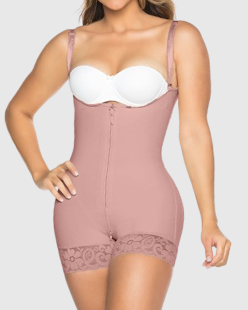 Shapshe® Open Bust Butt Lift Tummy Control Zipper Thigh Slimmer Bodysuit Shapewear