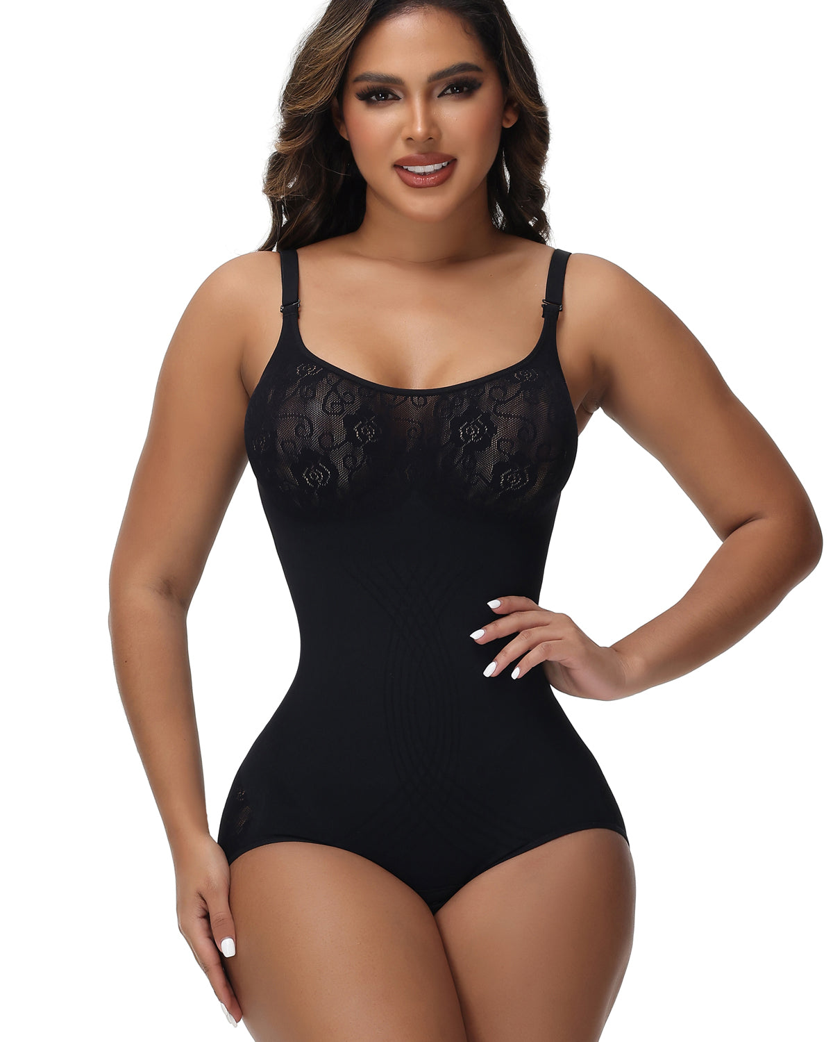 Shapshe® Sexy Seamless Jacquard Bodysuit Tummy Control Spaghetti Strap Shapewear