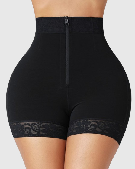 Shapshe® Mid Waist Tummy Control Front Zipper High Compression Butt Lifter Shaper Fajas Shorts