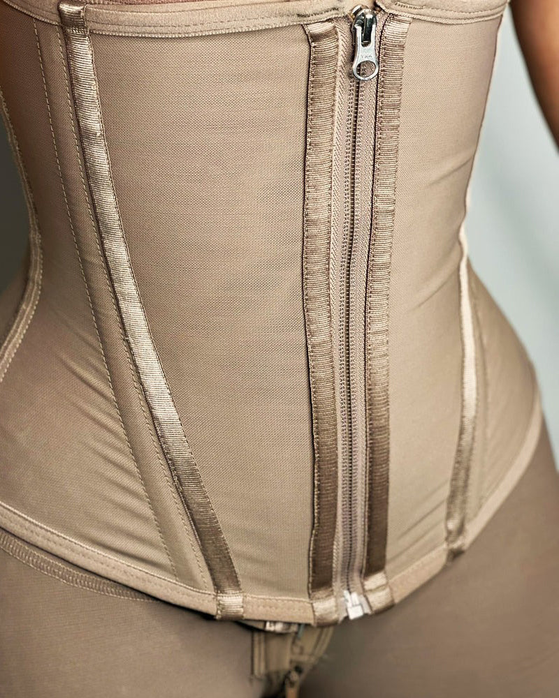 Shapshe® Hourglass Corset Zipper Hook and Eye Double Compression Tummy Control Waist Trainer