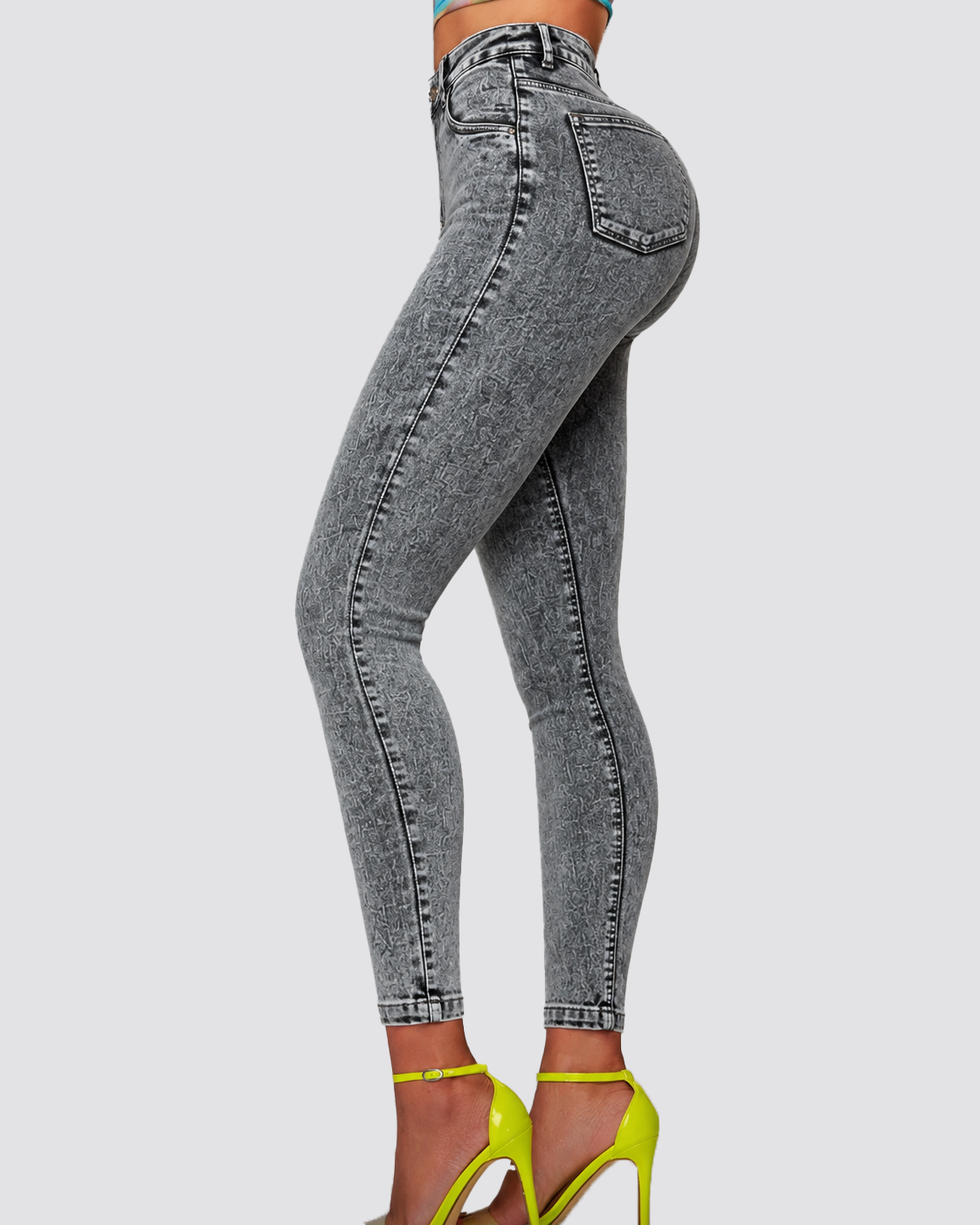 High Waist Button Fly Butt Lifting Skinny Jeans