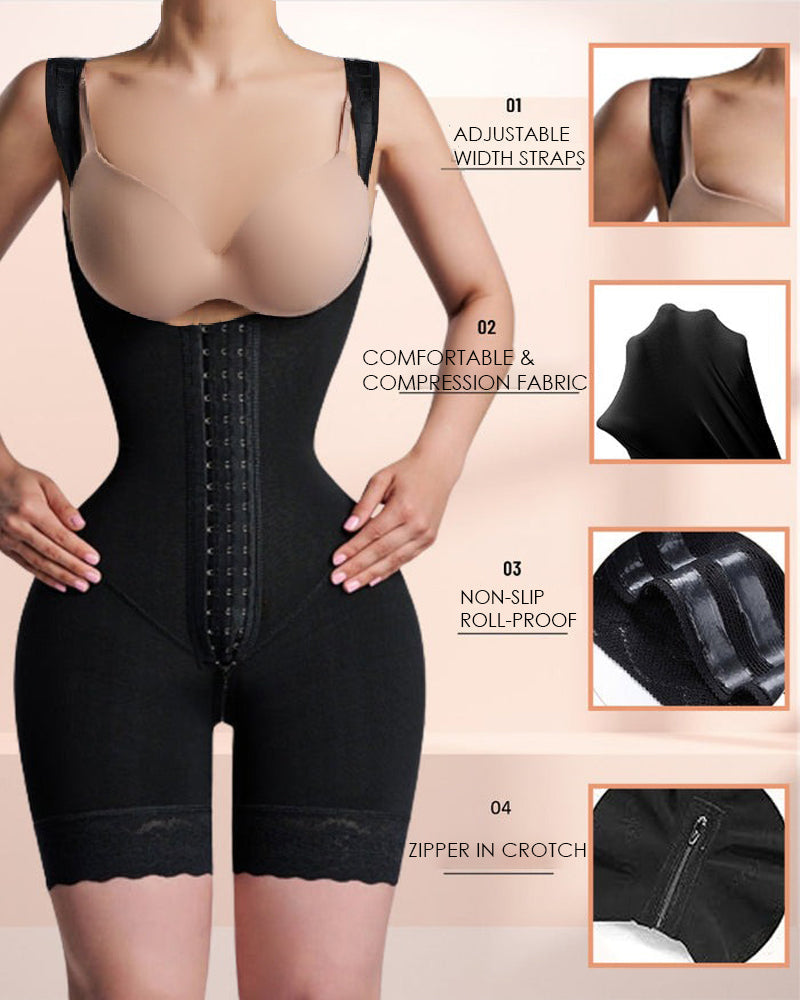 Shapshe® Open Bust Tummy Control Mid-Thigh Hourglass Bodysuits Shapewear