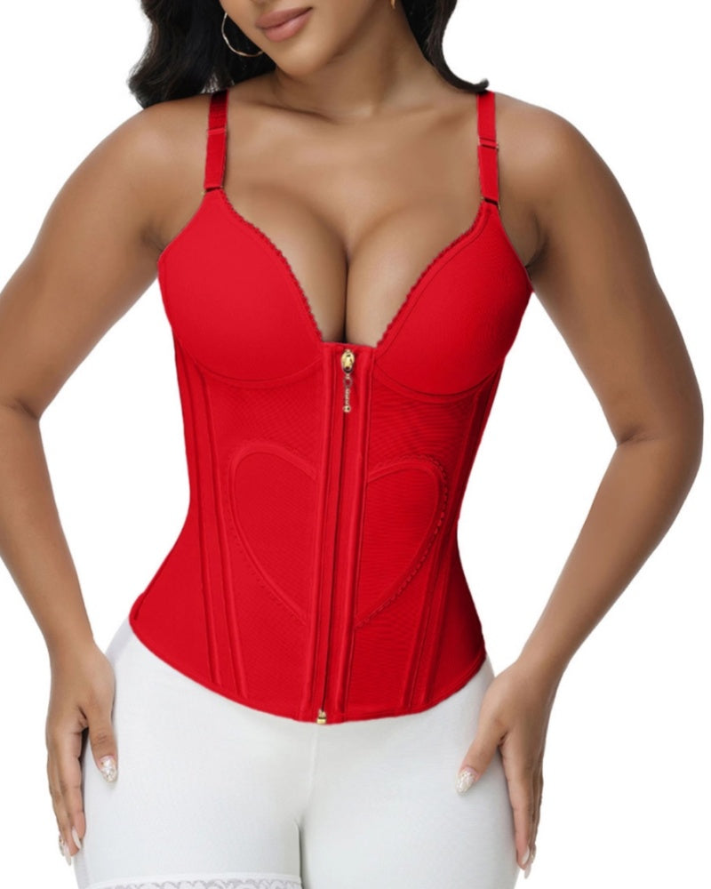 Shapshe® Fajas Colombianas Love Pattern Corset Top Zipper Waist Trainer