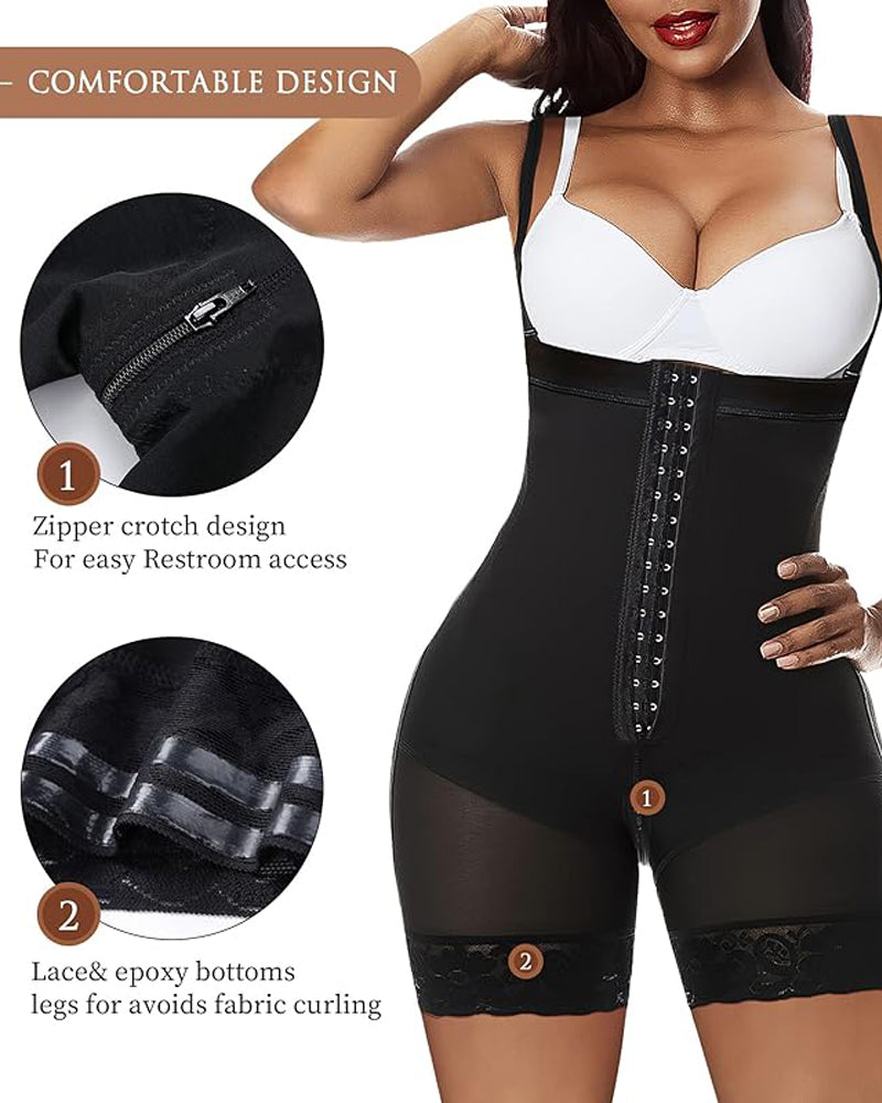 Shapshe® Tummy Control Body Shaper Butt Lifter Thigh Slimmer Faja Plus Shapewear with Zipper Crotch