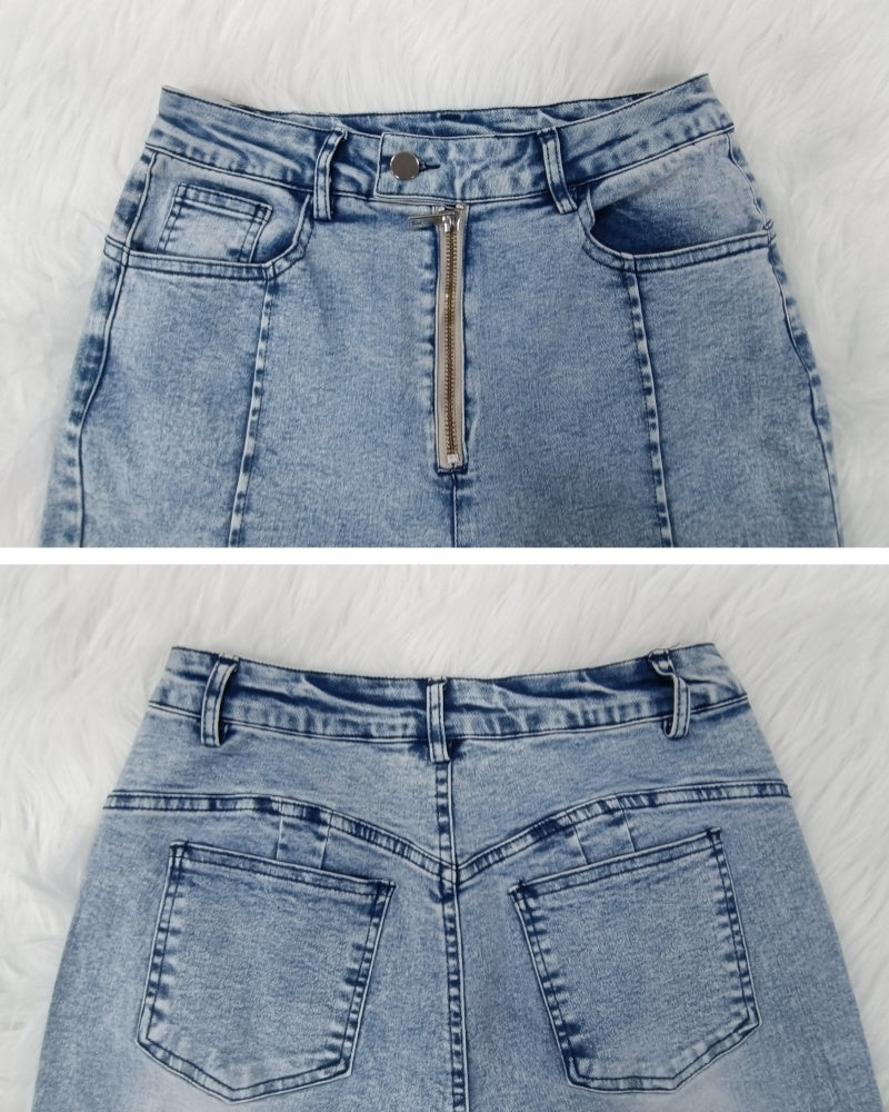 Shapshe® Front Zipper Hip Lift Patchwork Skinny Jeans for Women