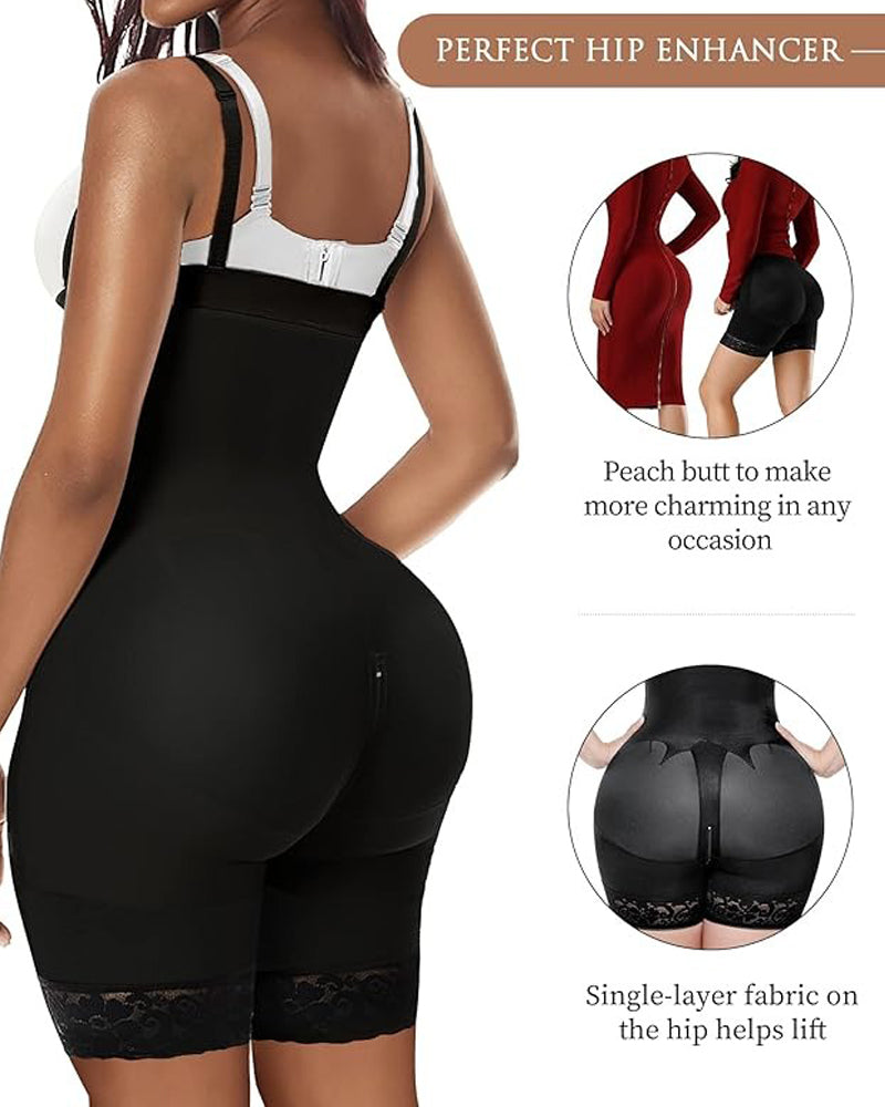 Shapshe® Tummy Control Body Shaper Butt Lifter Thigh Slimmer Faja Plus Shapewear with Zipper Crotch