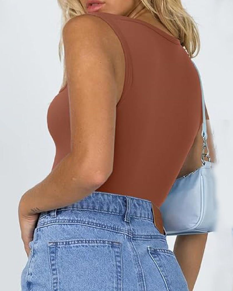 Body sin costuras para mujer, camisetas sin mangas con cuello cuadrado, ropa moldeadora