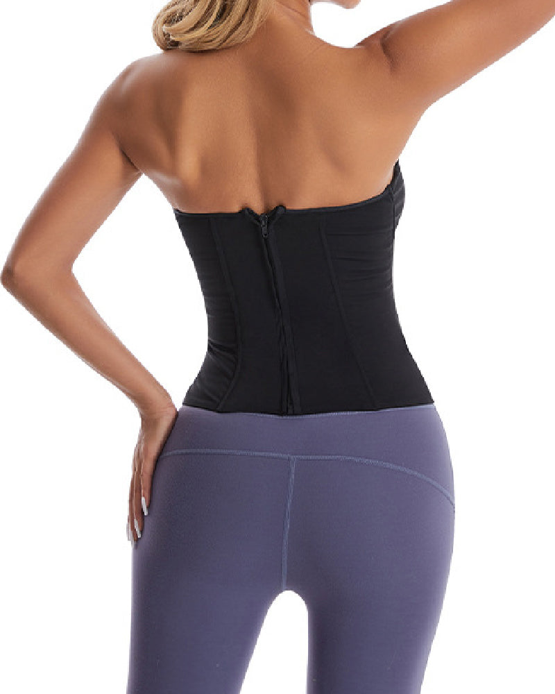 Corsé con corpiño deshuesado para mujer, tops sin tirantes con cremallera, corpiño moldeador