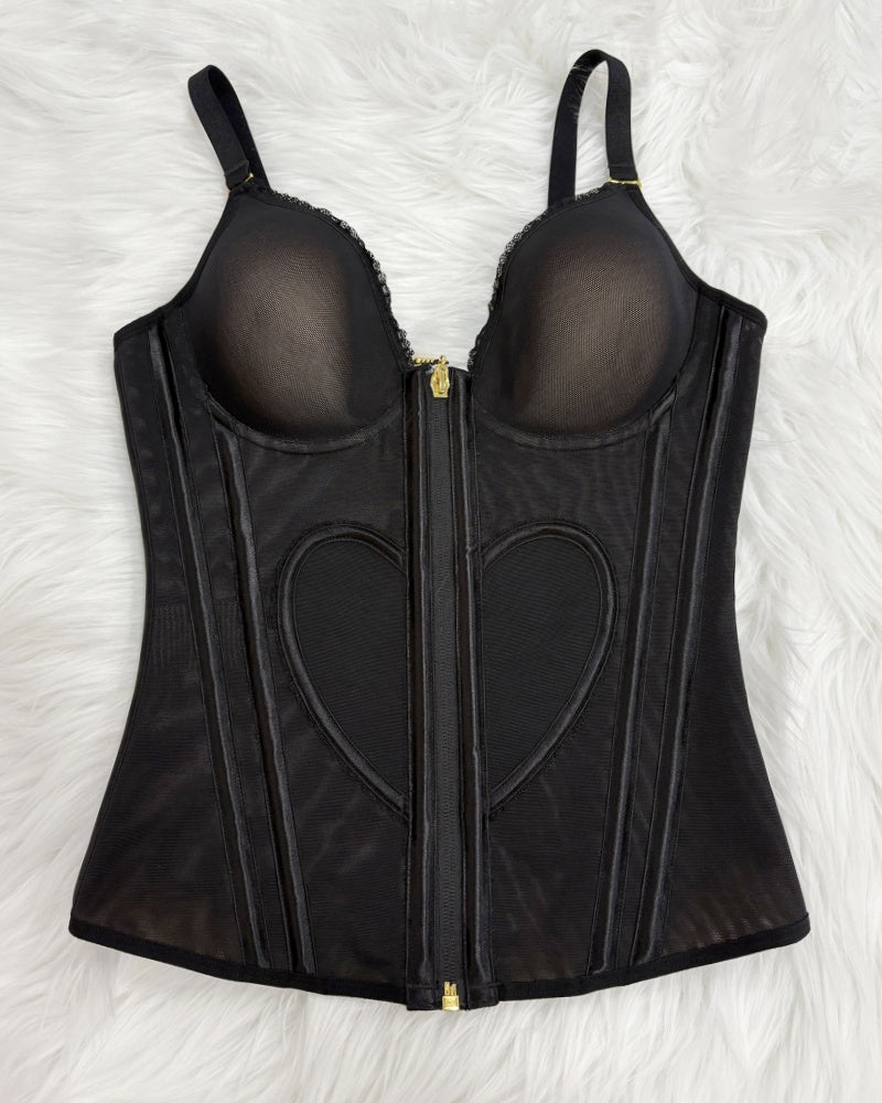 Shapshe® Fajas Colombianas Love Pattern Corset Top Zipper Waist Trainer