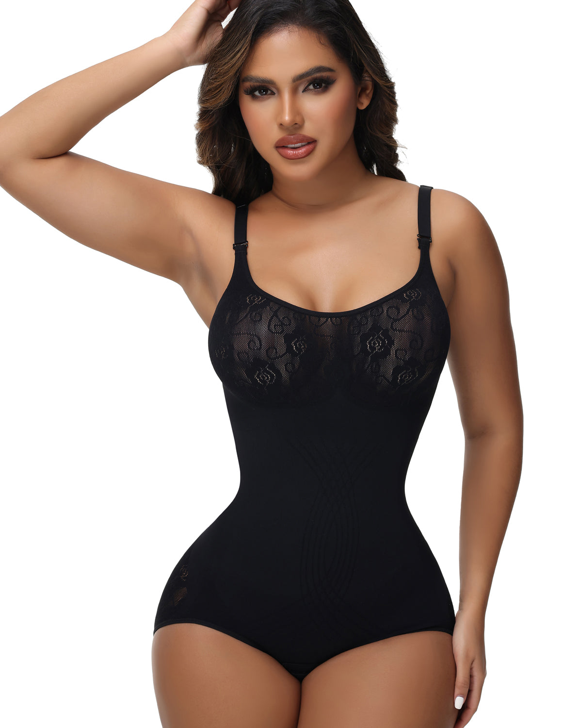 Shapshe® Sexy Seamless Jacquard Bodysuit Tummy Control Spaghetti Strap Shapewear