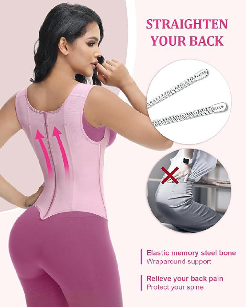 Shapshe® Waist Trainer for Women Body Shaper Corset Vest Tank Top with Steel Bones