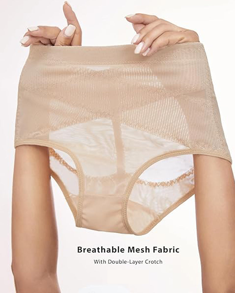 Panty moldeador de control de barriga de malla de ropa interior moldeadora de compresión cruzada de talle medio