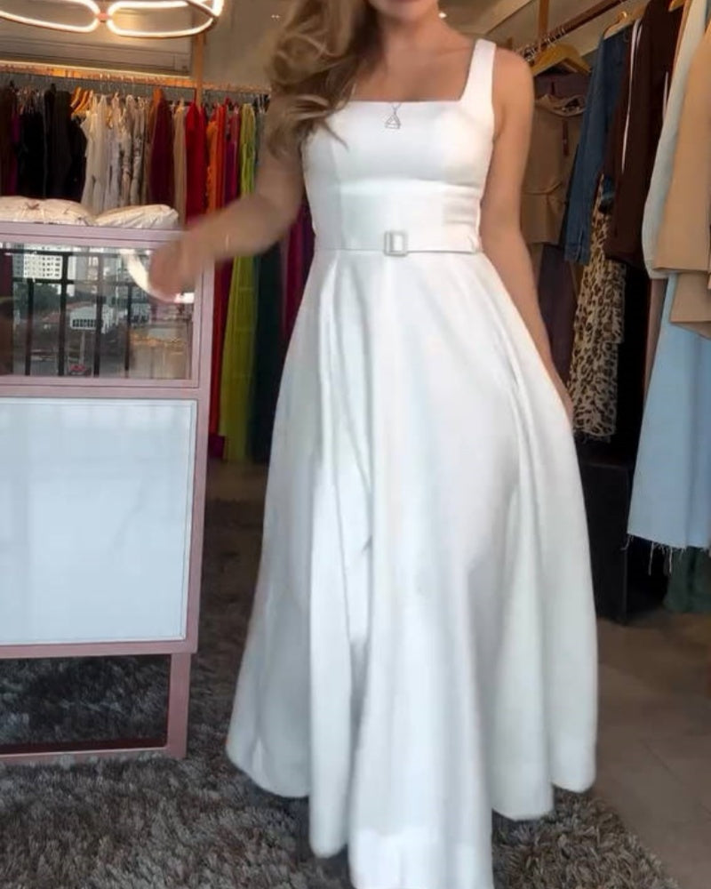 Chic Square Neck Sleeveless Backless A Line Maxi Dress (Pre-Sale)