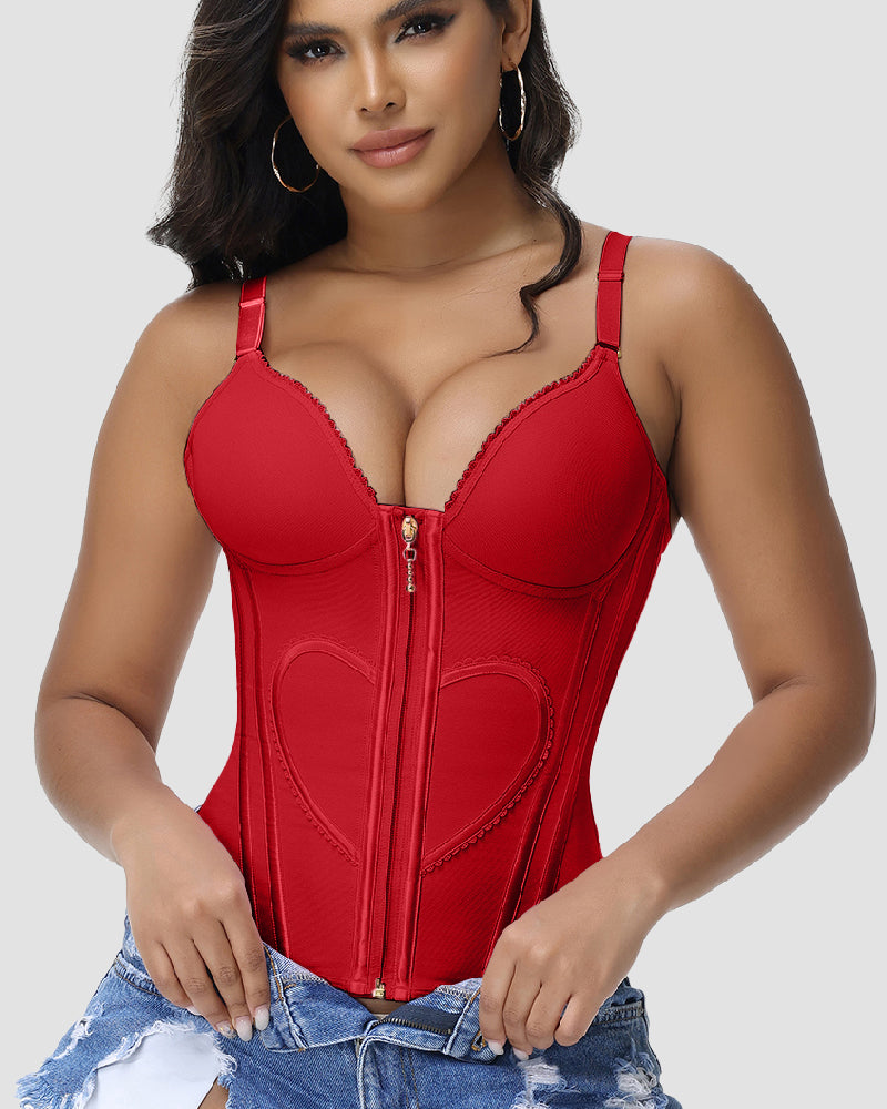 Shapshe® Fajas Colombianas Love Pattern Corset Top Zipper Waist Trainer