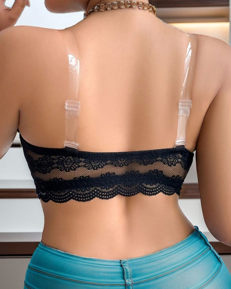 Sexy Lace Wireless Strapless Non Slip Gathered Breathable Bra