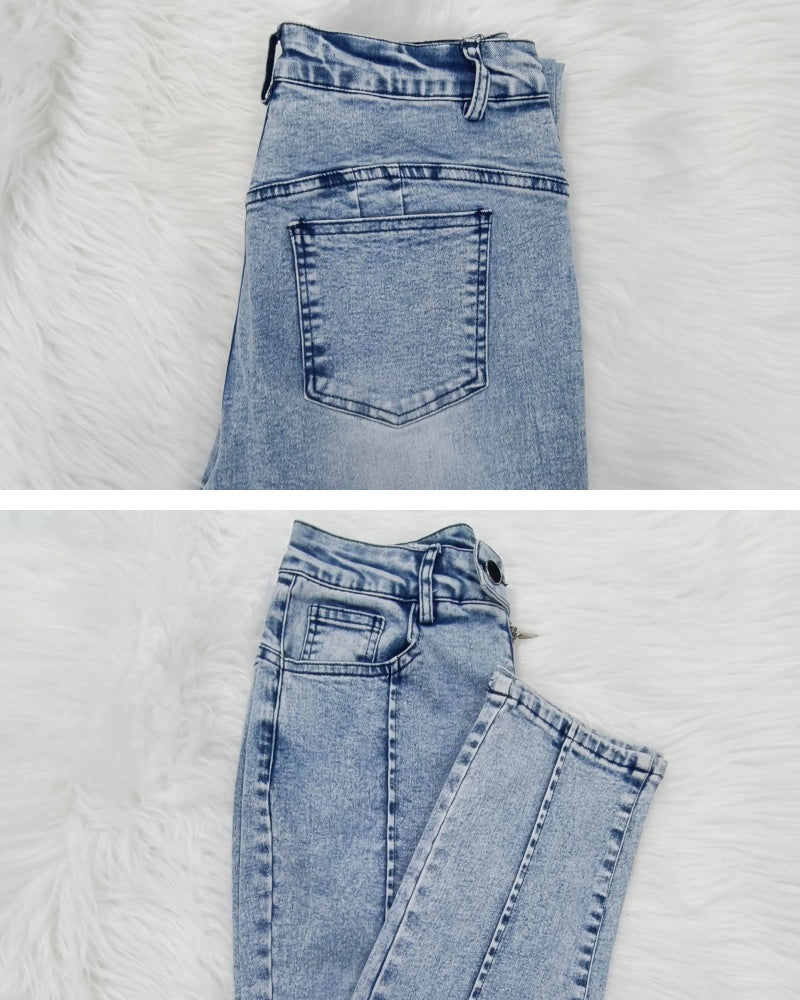 Shapshe® Front Zipper Hip Lift Patchwork Skinny Jeans for Women