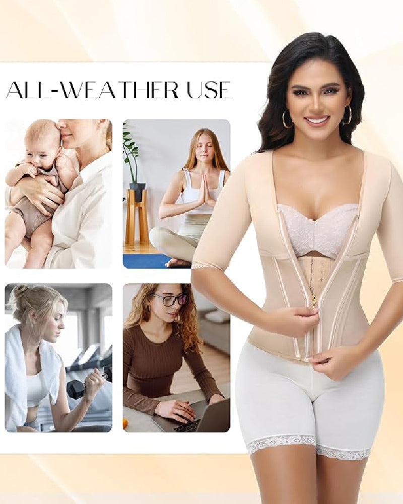 Shapshe® Fajas Colombianas High Compression Half Sleeves V Neck Waist Trainer