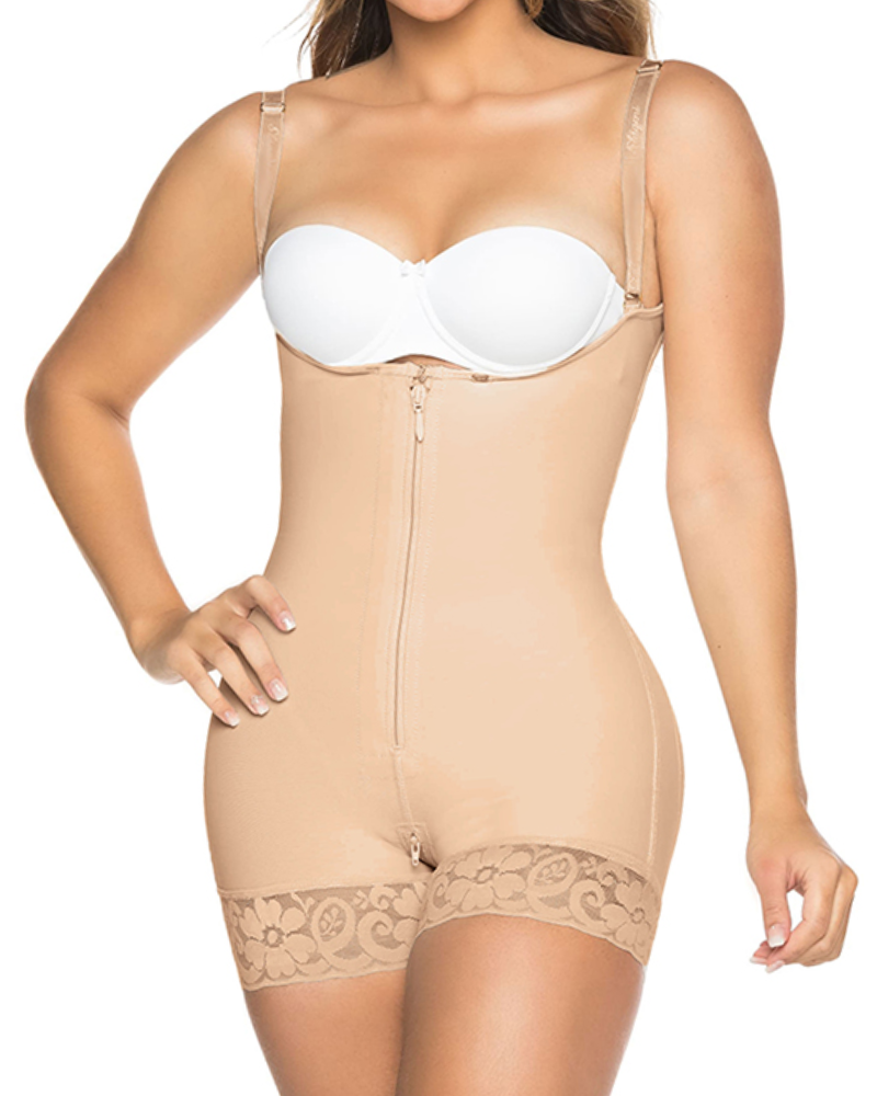 Shapshe® Open Bust Butt Lift Tummy Control Zipper Thigh Slimmer Bodysuit Shapewear