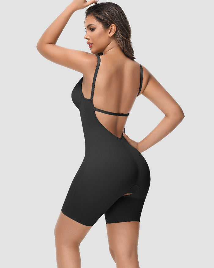 Shapshe® Women's U Plunge Strapless Tummy Control Bodysuit Low Back Built In Bra Shapewear