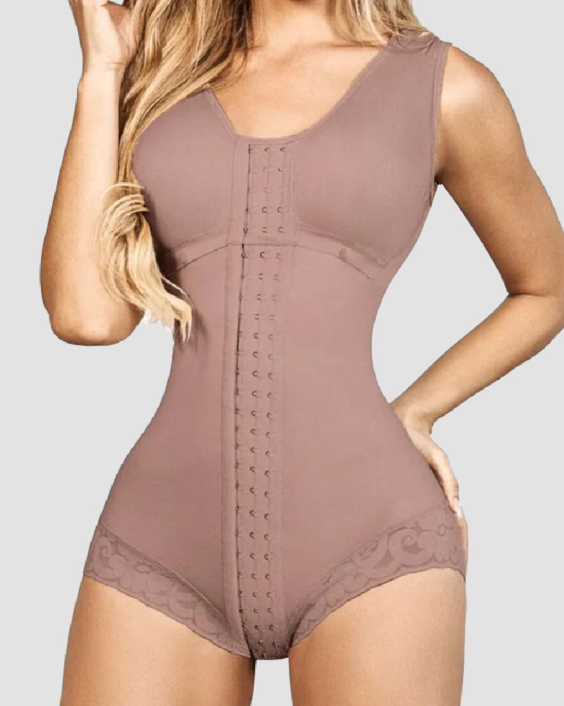 Shapshe® Women's Hook And Eye Closure Breast Support Shapewear Tummy Control Triangle Bodysuit