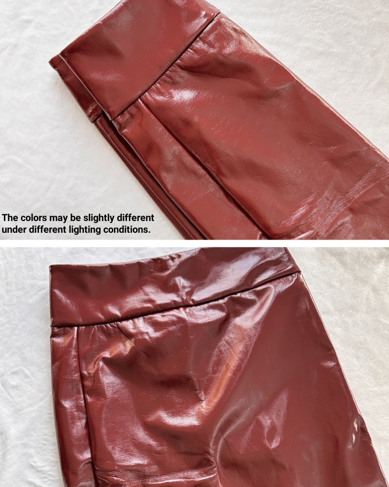 Shapshe® Sexy High Waist Leather Skirt with Zipper for Curvy Women