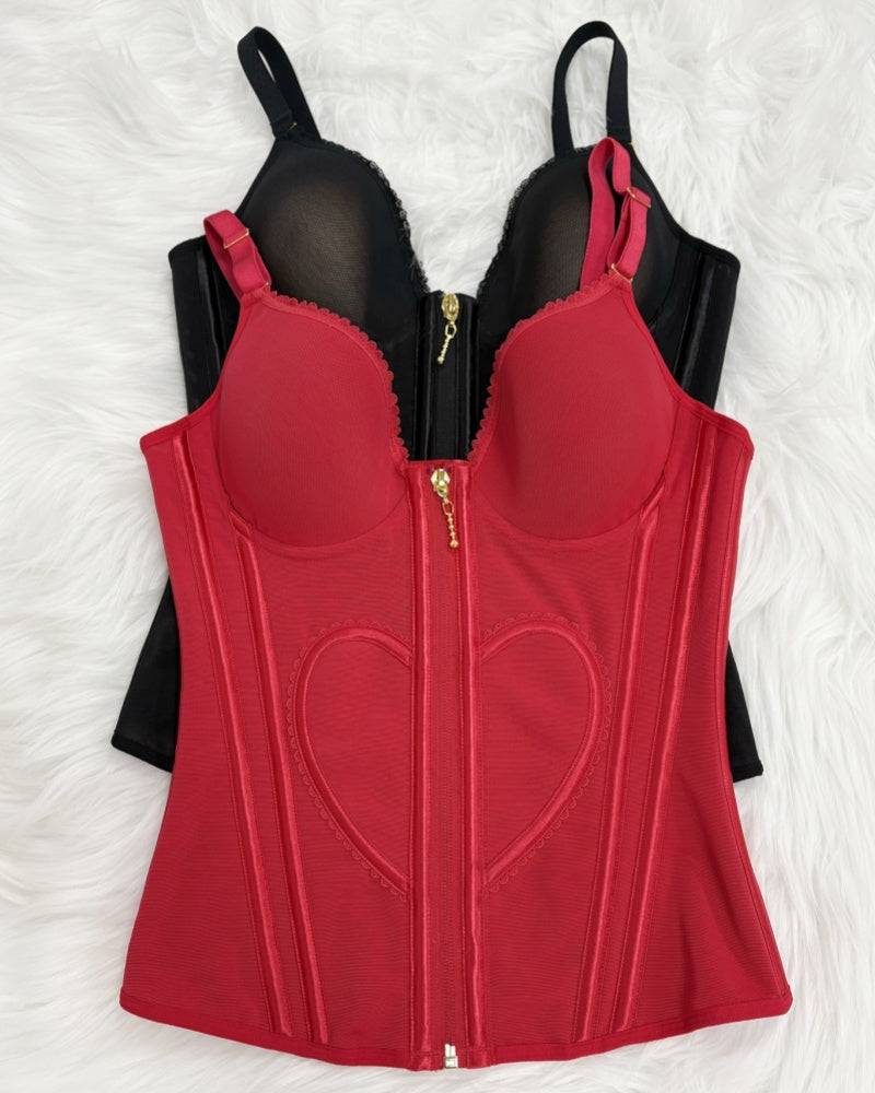 Shapshe® Fajas Colombianas Love Pattern Corset Top Zipper Waist Trainer