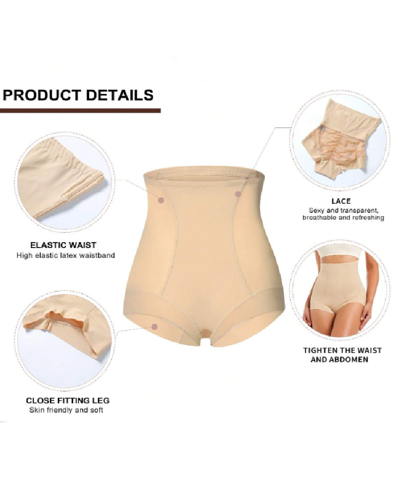Sexy Tummy Control Thin Mesh Shapewear Panties Hip-Lift High Waist Shaping Briefs
