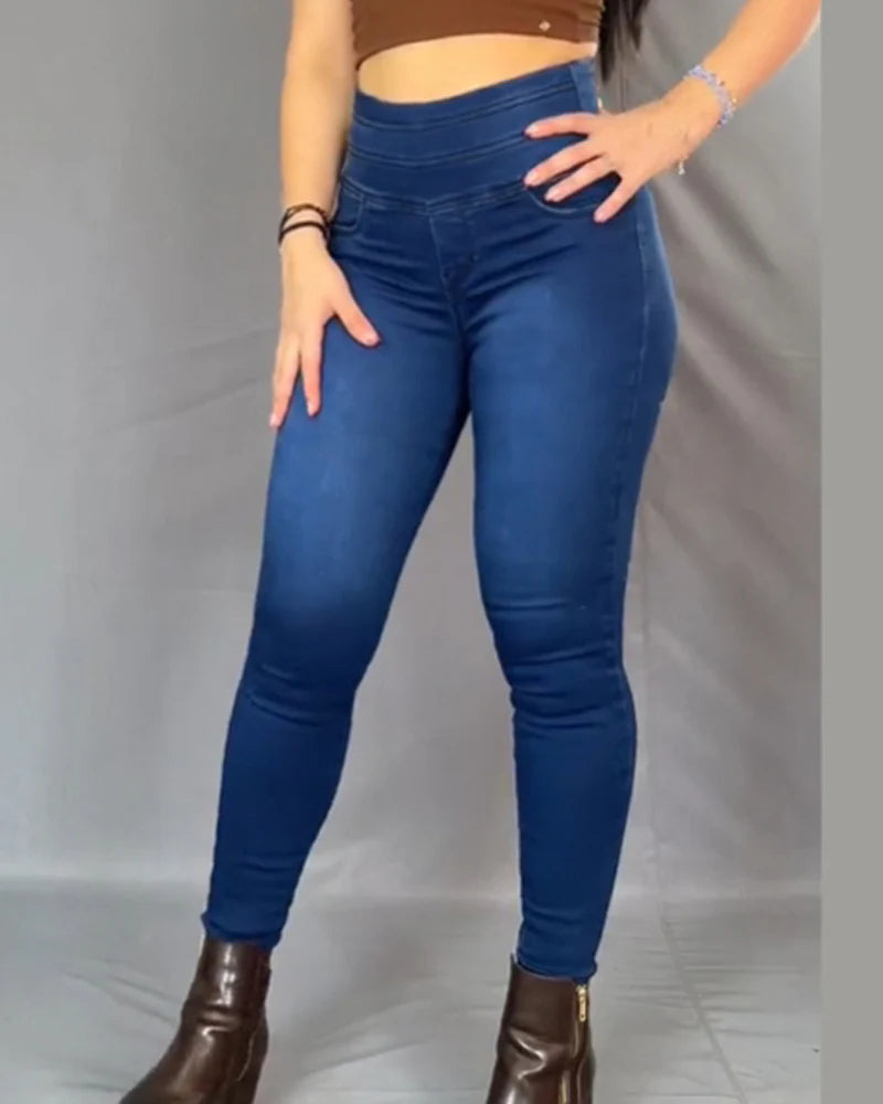 Shapshe® Women's High Rise Skinny Peach Hip Side Zipper Jeans