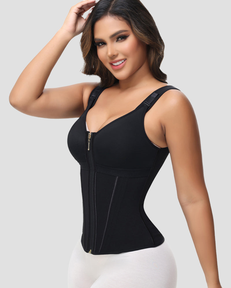 Shapshe® Fajas Colombianas Zip Front Corset Tummy Control Waist Trainer With Steel Bone