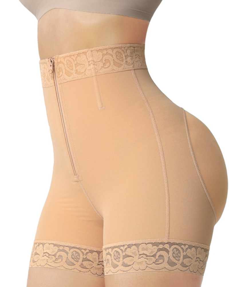 Shapshe® Mid Waist Tummy Control Front Zipper High Compression Butt Lifter Shaper Fajas Shorts