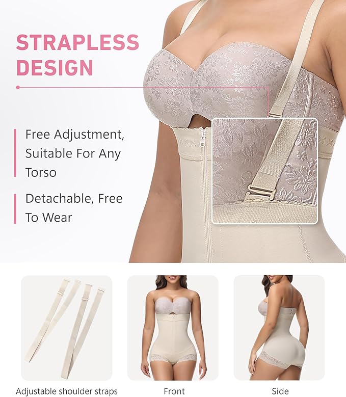 Shapshe® Fajas Colombianas Tummy Control Zipper Open Bust Compression Garment Shapewear