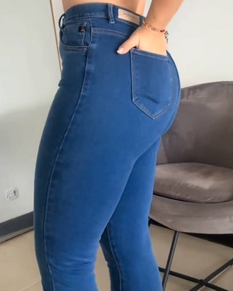 High Waist Slim Fit Skinny Jeans for Women with Elasticity