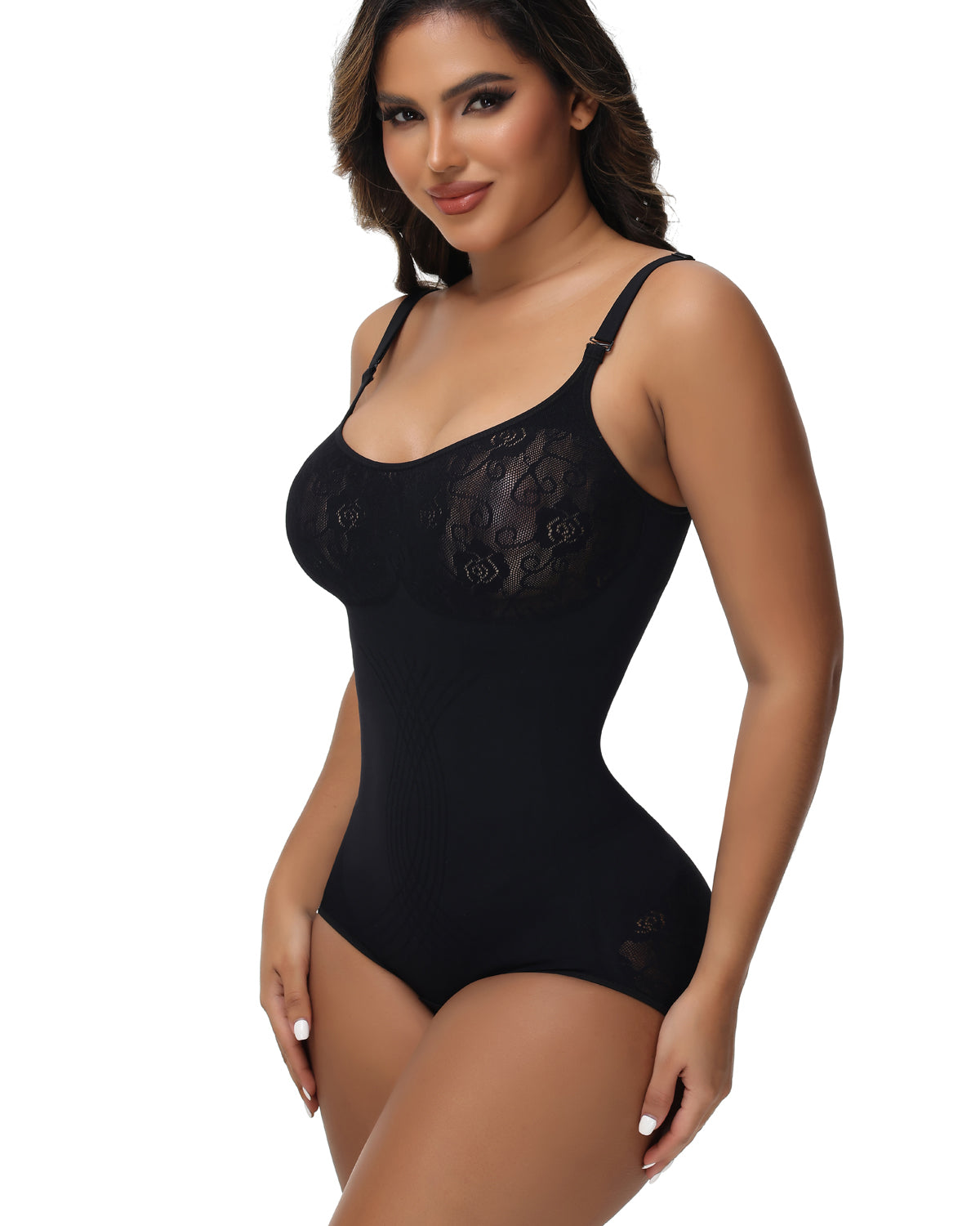 Shapshe® Sexy Seamless Jacquard Bodysuit Tummy Control Spaghetti Strap Shapewear
