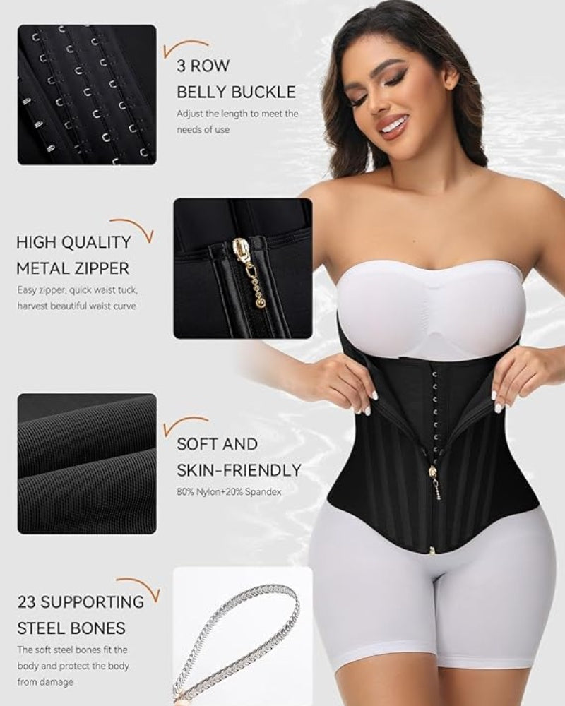 Shapshe® Curved Boned Waist Trainer For Women High Compression Tummy Control Tiny Waist Corset