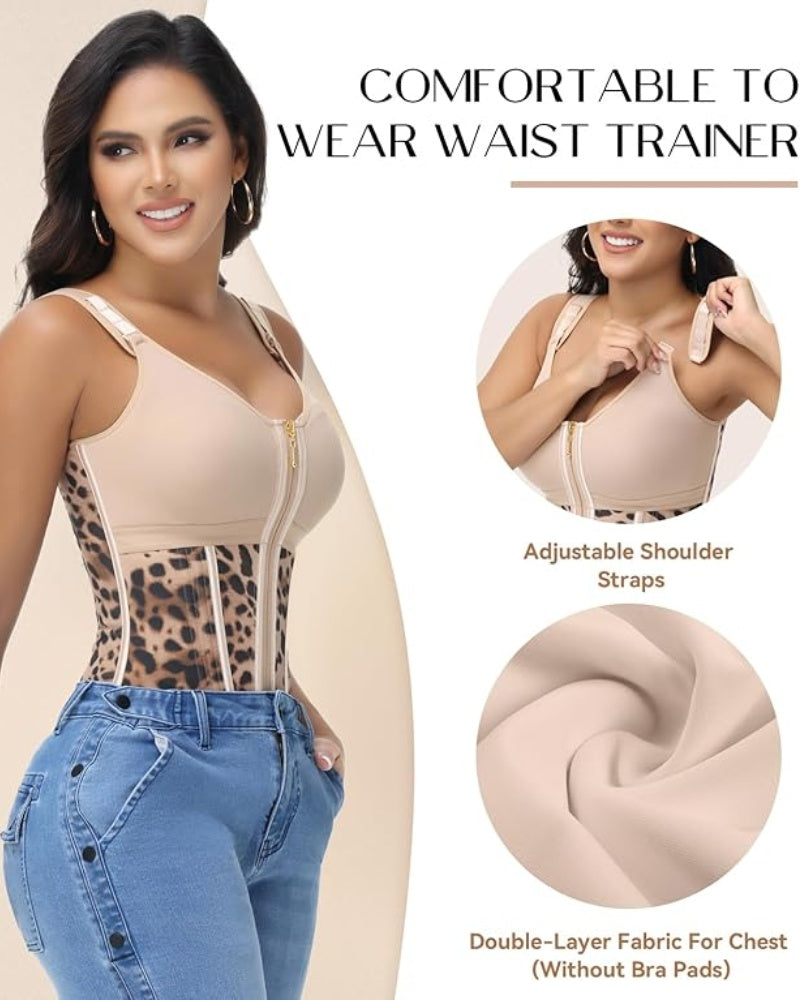 Shapshe® Fajas Colombianas Zip Front Corset Tummy Control Waist Trainer With Steel Bone