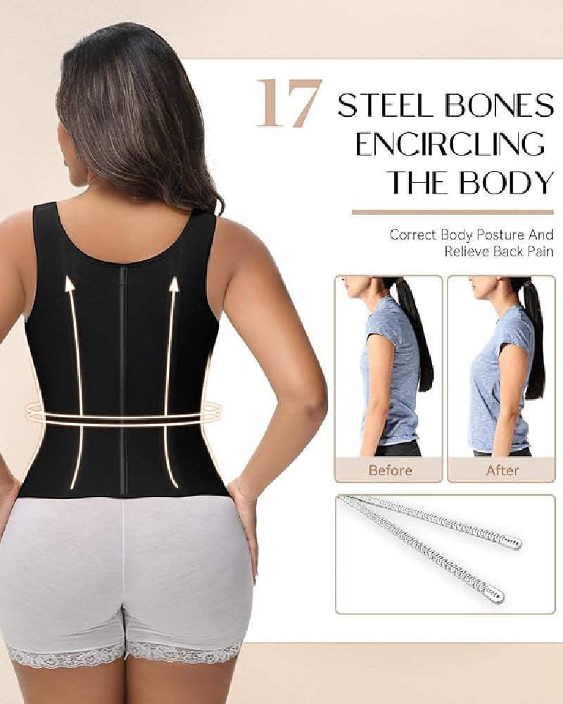 Shapshe® Fajas Colombianas Zip Front Corset Tummy Control Waist Trainer With Steel Bone