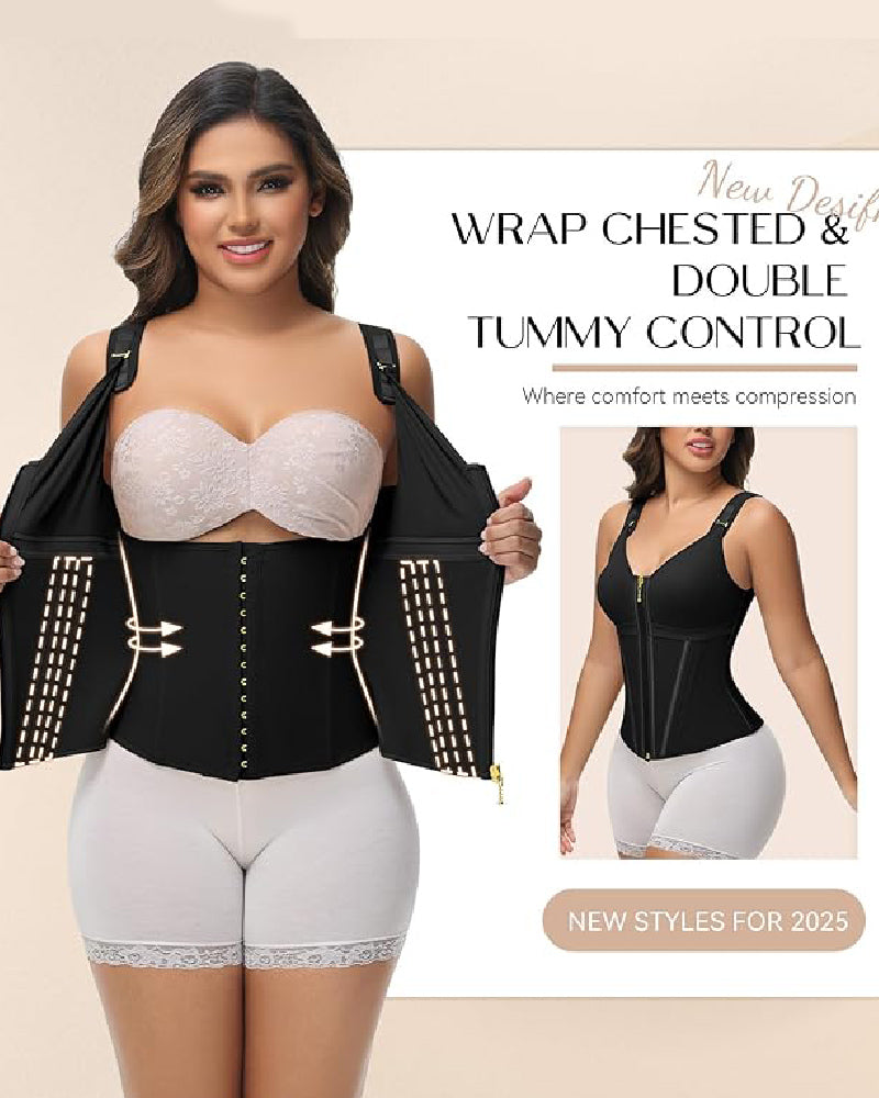 Shapshe® Fajas Colombianas Zip Front Corset Tummy Control Waist Trainer With Steel Bone