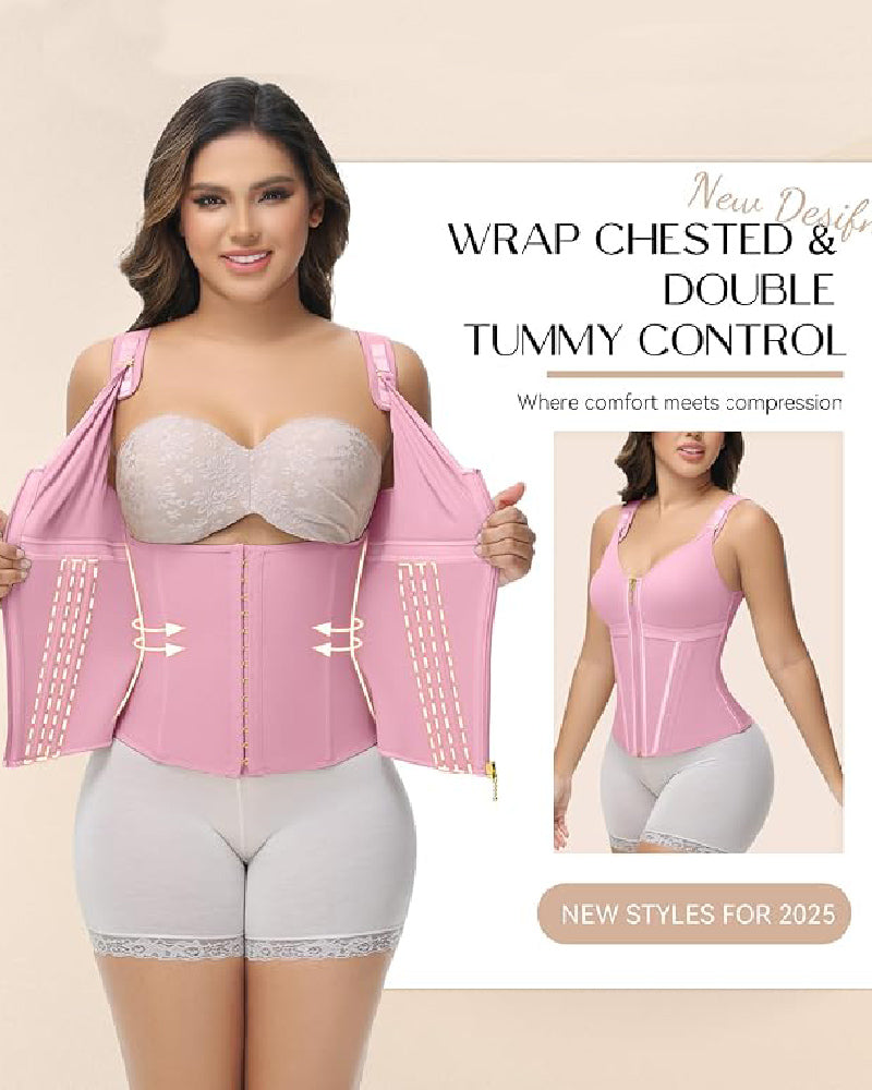 Shapshe® Fajas Colombianas Zip Front Corset Tummy Control Waist Trainer With Steel Bone