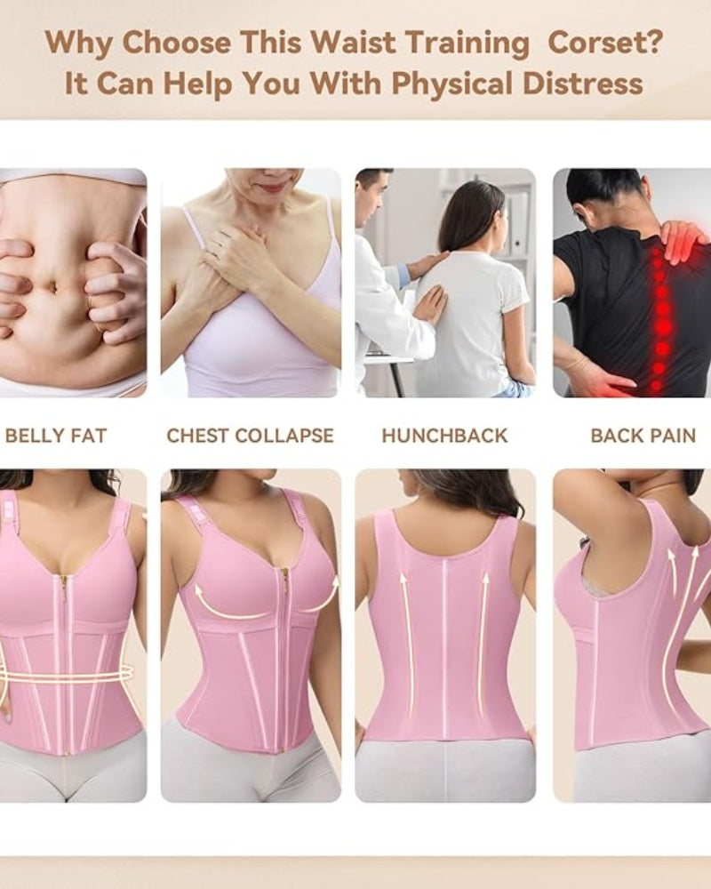 Shapshe® Fajas Colombianas Zip Front Corset Tummy Control Waist Trainer With Steel Bone