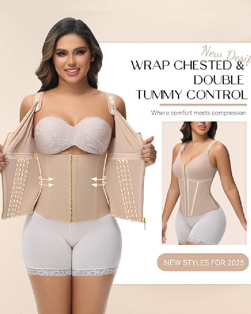 Shapshe® Fajas Colombianas Zip Front Corset Tummy Control Waist Trainer With Steel Bone