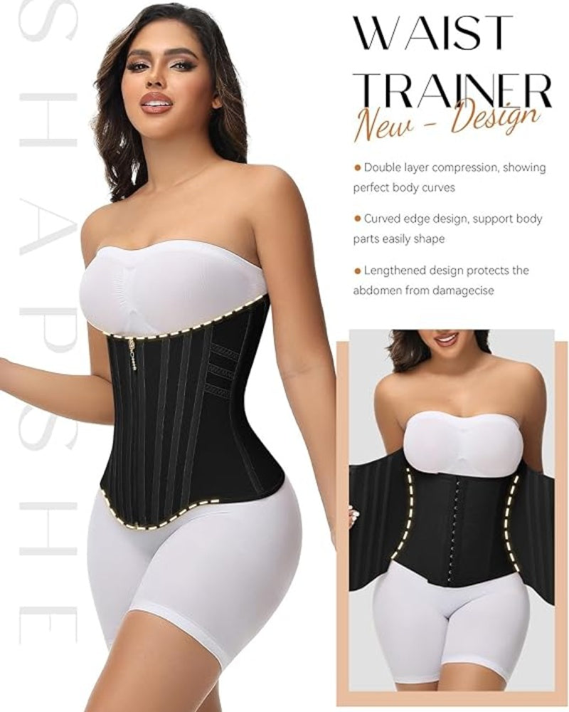 Shapshe® Curved Boned Waist Trainer For Women High Compression Tummy Control Tiny Waist Corset