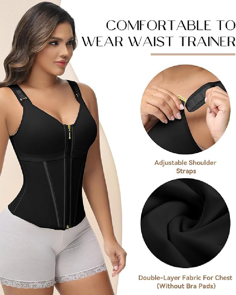 Shapshe® Fajas Colombianas Zip Front Corset Tummy Control Waist Trainer With Steel Bone