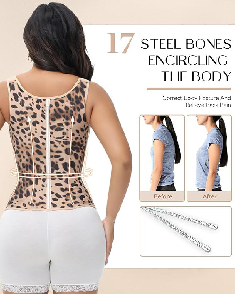 Shapshe® Fajas Colombianas Zip Front Corset Tummy Control Waist Trainer With Steel Bone