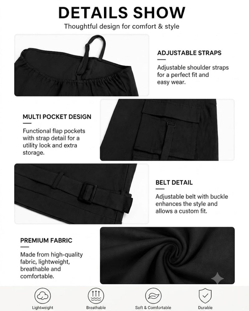 Wide Leg Jumpsuit With Pockets for Women Casual Curvy Baggy Cargo One Piece Overall Romper