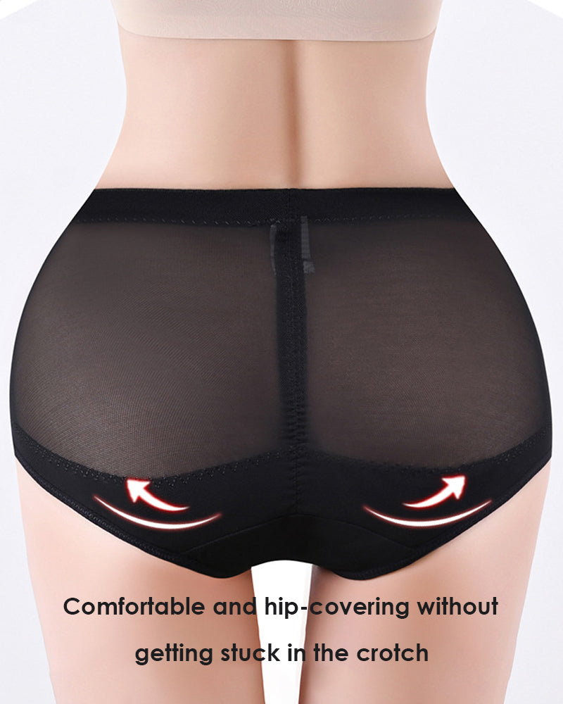 Panty moldeador de control de barriga de malla de ropa interior moldeadora de compresión cruzada de talle medio
