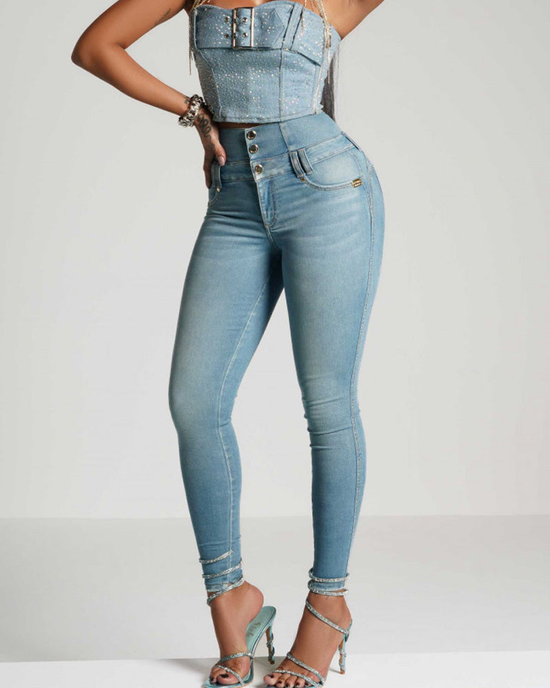 Shapshe® High-Waisted Back-Zip Skinny Jeans
