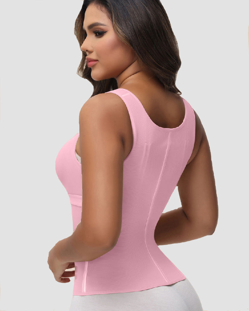 Shapshe® Women's Boned Latex Zipper Corset Tummy Control Body Shaper Vest With Bra
