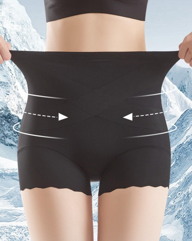 Ultra Thin Cross Waist Ice Silk Breathable Tummy Control Shaping Shorts