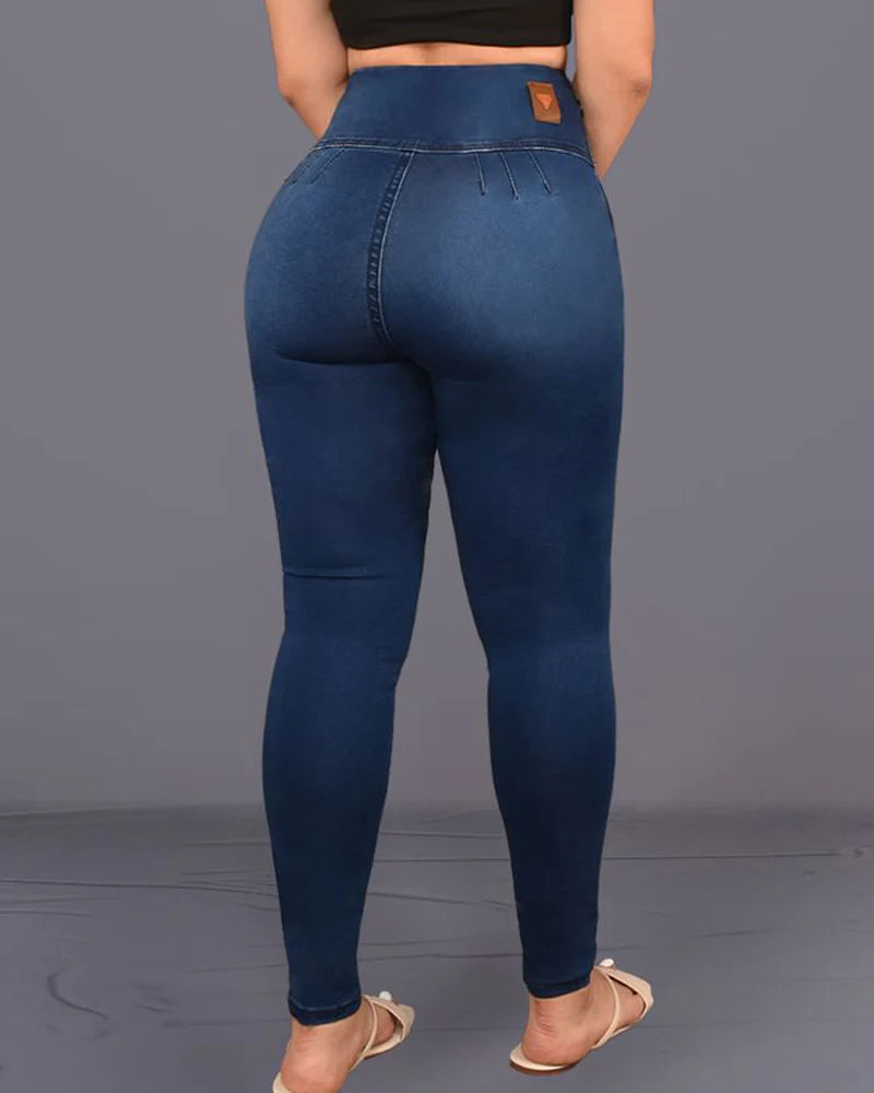 Shapshe® Women's High Rise Skinny Peach Hip Side Zipper Jeans